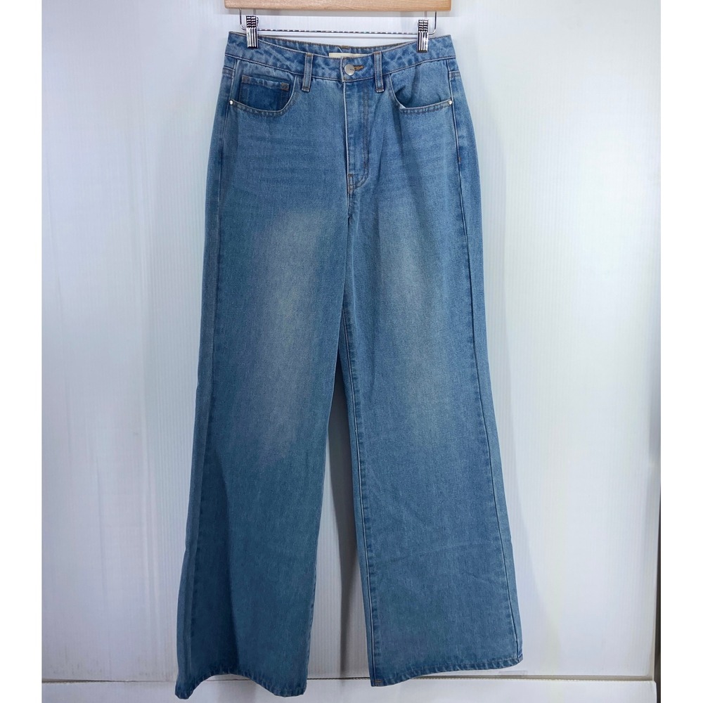 TGLA Francescas High Rise Wide Leg Blue Denim Jeans Womens 27